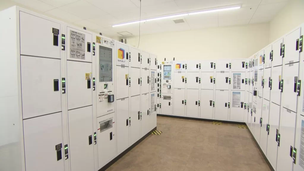 Nagano Station coin lockers near the Nagaden Bus Office.