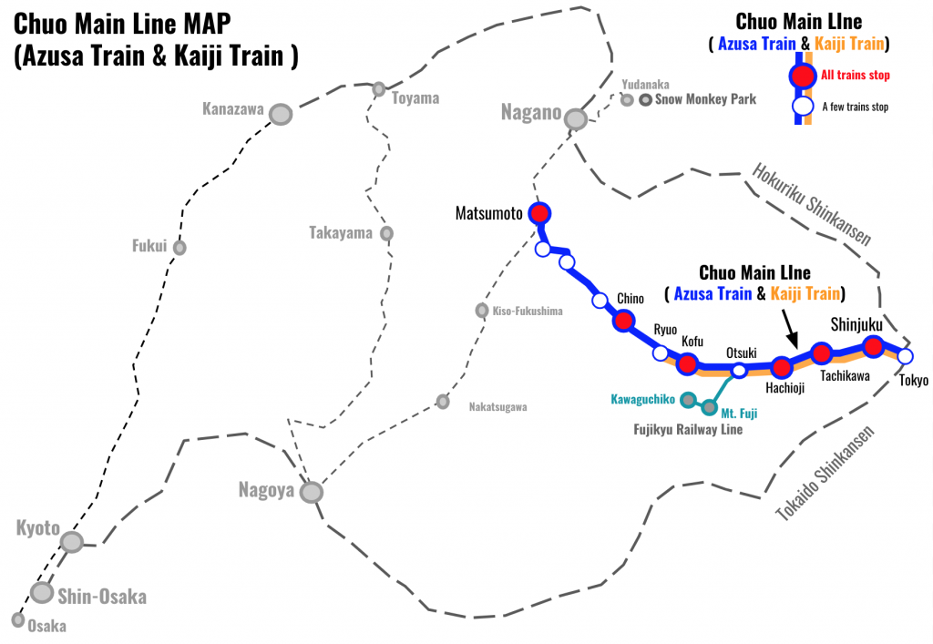 Chuo-Main-Line-Azusa-Train-Kaiji-Train-MAP