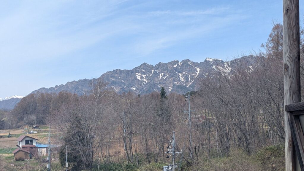 A wide shot of the Togakushi mountain chain.