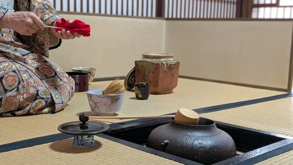 A certified tea master performs a short ceremony near Zenkoji Temple in Nagano, Japan.