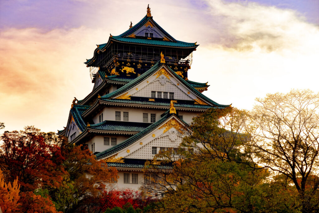 Osaka-castle-park-autumn-leaves