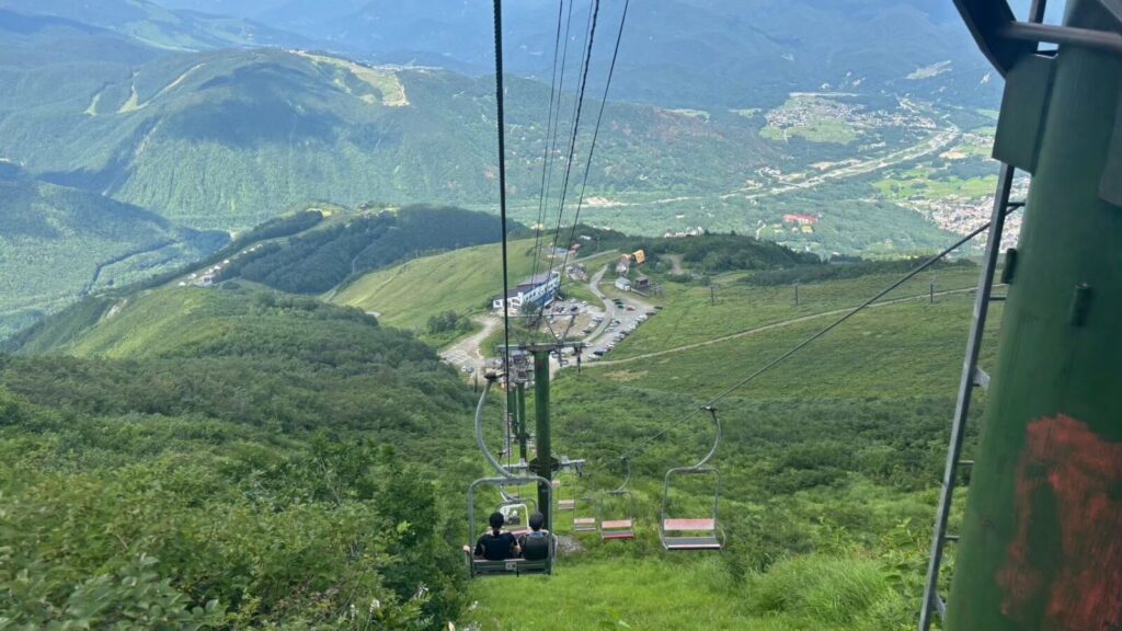 Hakuba village from the summer lifts to facilitate hiking in Hakuba, Japan.
