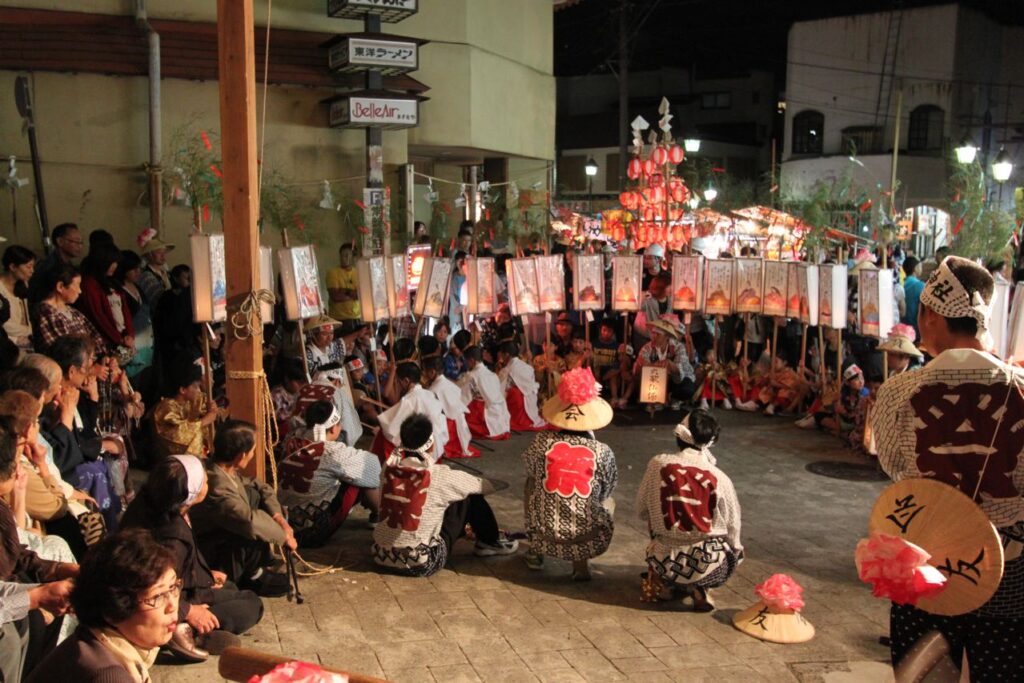 The Nozawa Lantern Festival in September in Nagano, Japan